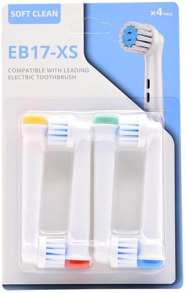 EB17-XS Replacement Heads Compatible with Oral-B Series Genis, Pro, Vitality and Smart Electric Brushes, Pack of 4