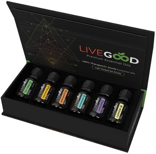 LiveGood Premium Essential Oils Healers - Frankincense, Lemon, Lavender, Tea Tree - 6 x 10ml - Promotes Relaxation, Revitalization & Purification, and Supports Mental Clarity