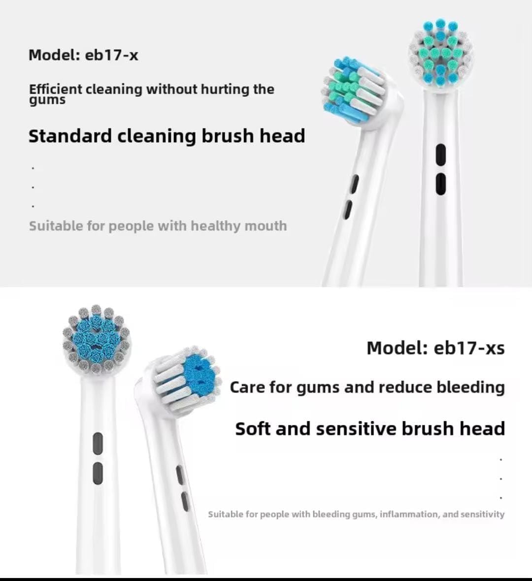 EB17-XS Replacement Heads Compatible with Oral-B Series Genis, Pro, Vitality and Smart Electric Brushes, Pack of 4