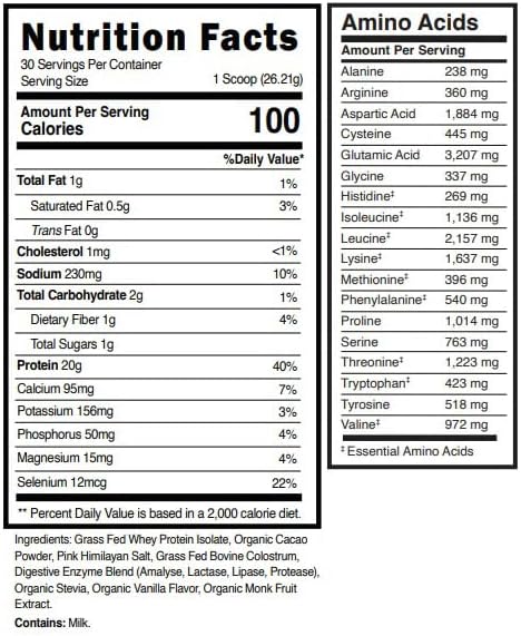 Infinity Life And LiveGood Whey Protein Isolate with Colostrum, Chocolate Flavor, 786g, Gluten Free, Non-GMO