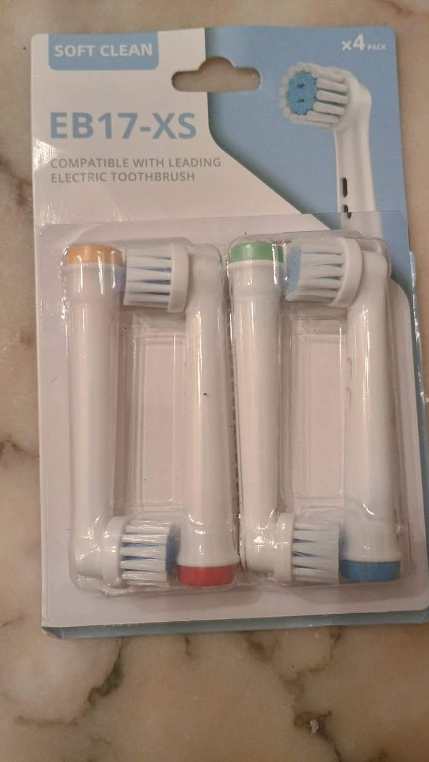 EB17-XS Replacement Heads Compatible with Oral-B Series Genis, Pro, Vitality and Smart Electric Brushes, Pack of 4