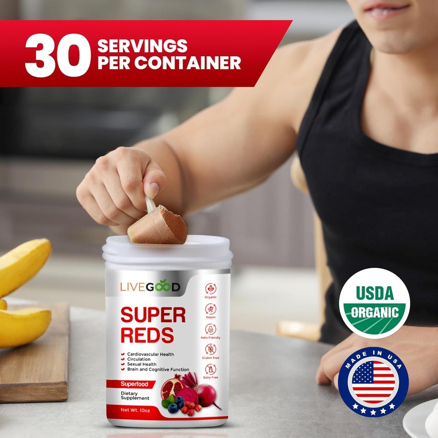 Infinity Life LiveGood Super Reds, USDA Organic Dietary Supplement, 264g, Vegan,