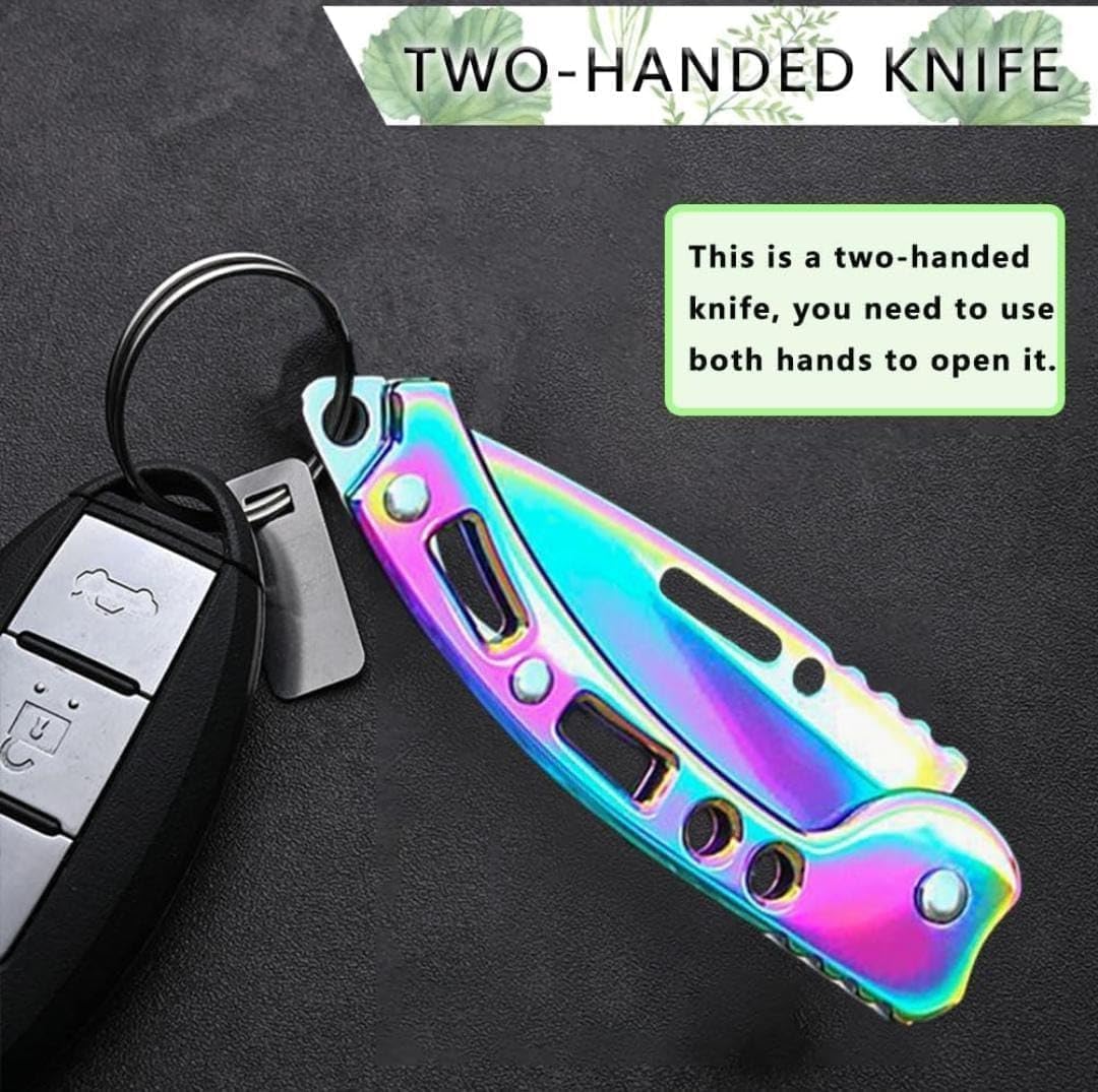 Infinity Life Titanium Folding Knife with Iridescent Finish, Pocket Clip, Key Ring Hole, Multi-Color Rainbow Design PrismaVibrational Colors Violet Transmuter