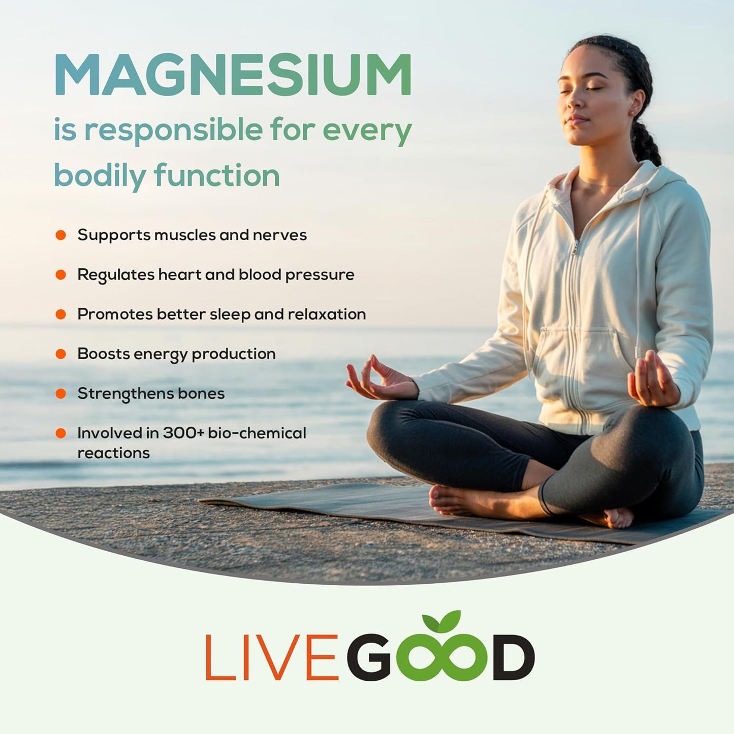 LiveGood™ Ultra Magnesium Complex, Organic Magnesium Glycinate and Gluconate for Muscle Recovery, Nerve Support & Relief – High Absorption Supplement, Vegan, Non-GMO, Made in USA, 60 Capsules