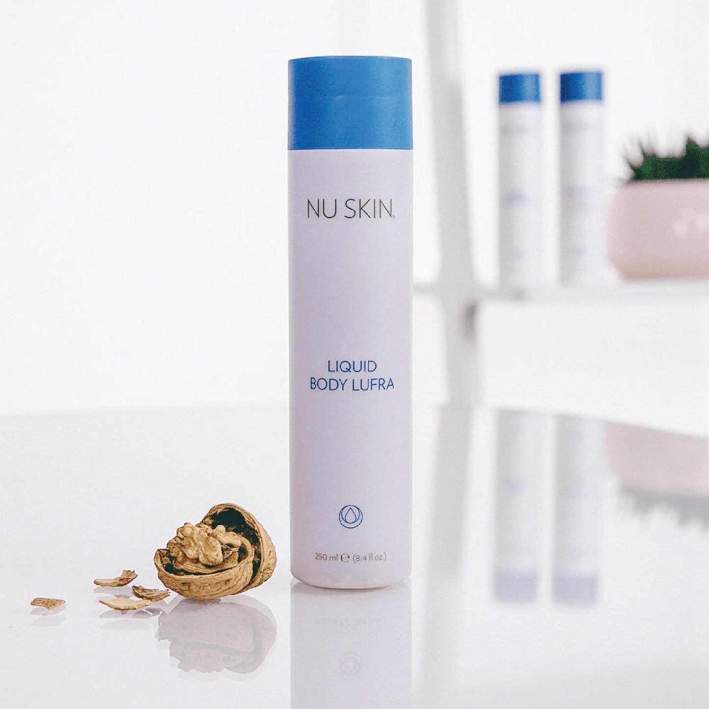 Nu Skin Liquid Body Lufra | Exfoliating and Face Moisturizer, Body Wash For Skin Care | With Ground Walnut Shells, Aloe Vera, Glycerin | Wet skin with Water-work into lather-rinse | 8.4 Fl Oz | 1 Pack