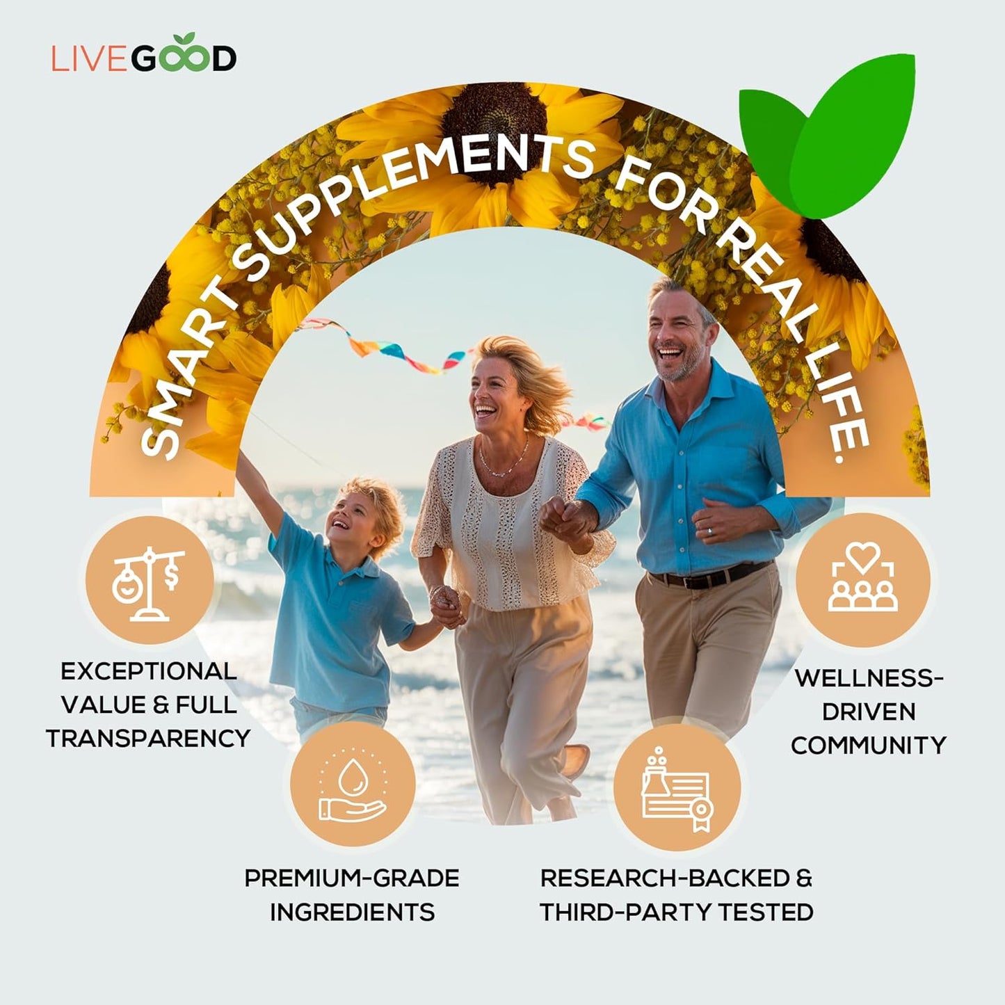 LIVEGOOD™ Vitamin D3 + K2 All Natural Bone, Muscle & Immune System Support, Vegan & Non-GMO, 60 Capsules